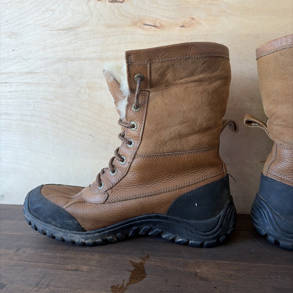 UGG Adirondack II Winter Boots Womens 10 Leather Lace Up Ankle Lined Brown 5469 - Picture 3 of 12